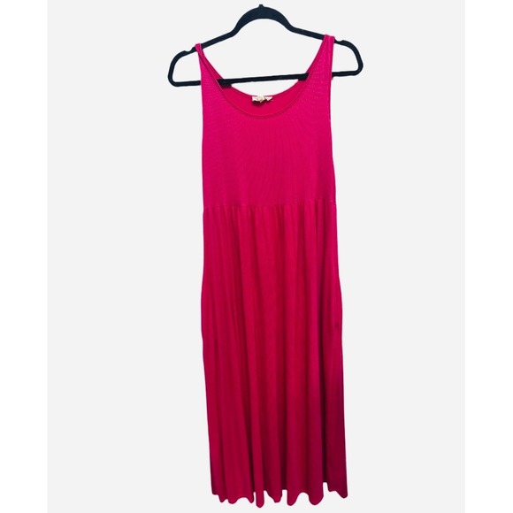 See You Monday Dresses & Skirts - See You Monday Hot Pink Ribbed Maxi Dress Pockets Anthropologie Size XL